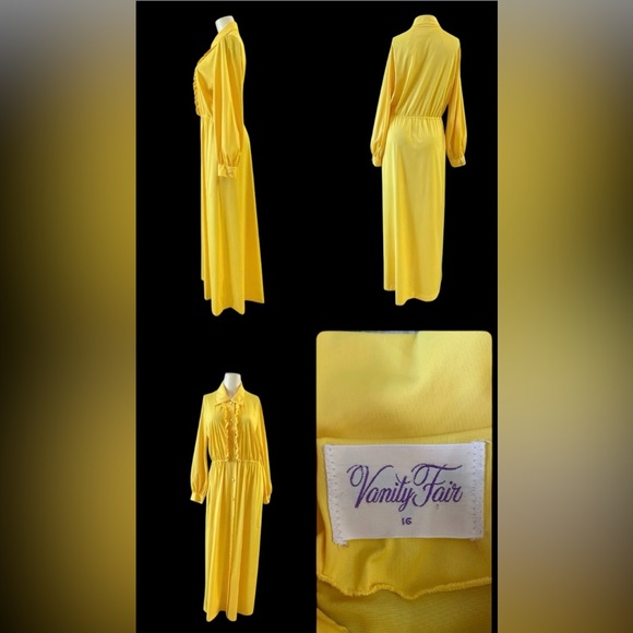 Vintage Vanity Fair Yellow maxi robe nightgown and housecoat Women’s size 16